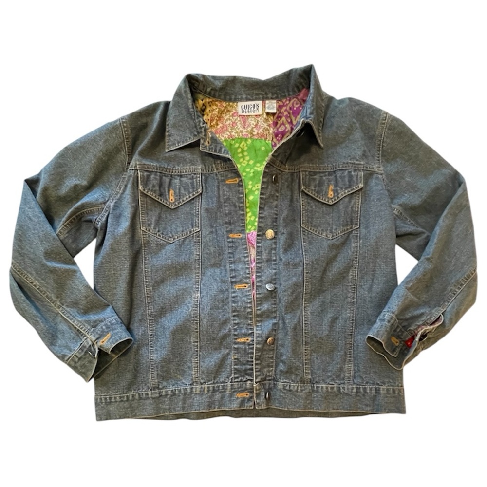 Chico’s Denim Western Jacket with Silk Lining Sz 2